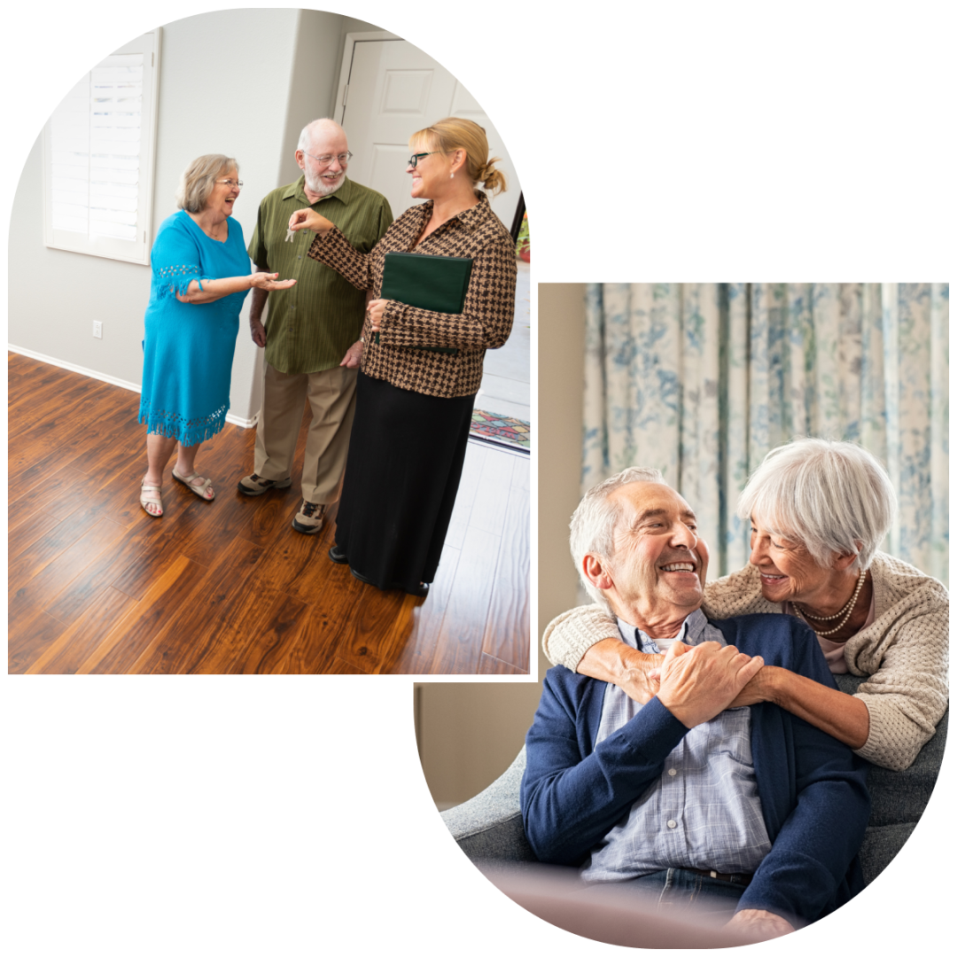 Happy senior couple buying new home.